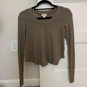 LA Hearts Moss Green Crewneck Waffle Shirt